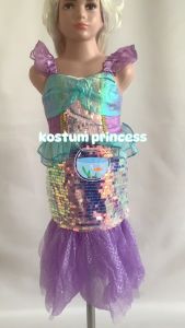 Kostum Princess Little Mermaid 02 Ungu Dress Gaun Putri Duyung Anak Import