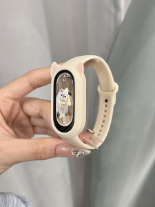 Dây Đeo Tay Thông Minh Cho Xiaomi Mi Band 8 9 10 Dây Đeo Thể Thao Toàn Bộ Cho Nam Và Nữ Thiết Kế Tai Mèo Dễ Thương Phụ Kiện Trang Sức Cao Cấp