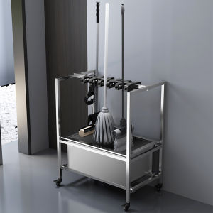 Stainless Steel Mop Pool Household Movable Mop Rack Pool Commercial Balcony Mop Sink Mop Pool Basin Sink