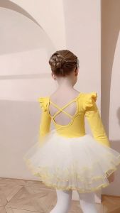 Váy Múa Ba Lê Cộc Tay KIDSBALLET Váy Múa Rời Vàng Lưng Dây Đầm Múa Cho Bé Đầm Múa Ba Lê Đầm Khiêu Vũ Cho Bé