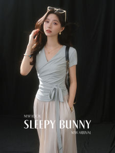 Áo Thun Ôm Body Cổ V Đan Chéo Tay Ngắn