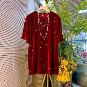 Plus Size Womens Diamond Detailing Sweater Shirt: Casual Loose Fit Cotton Polyester Blouse with Crewneck for Winter