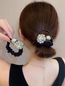 French Style Tea Rose Hair Ties Womens Elegant Korean Version Horse Tail Hair Bands Popular New Ball Head Hair Accessories