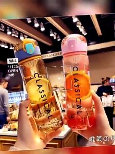 Buyyu Outdoor Sports Water Bottle Student Portable Plastic Cup With Straw Large-Capacity Leakproof