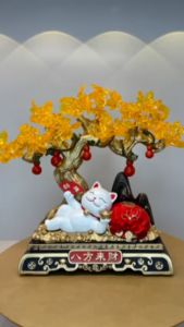 Tượng Phong Thủy Cây Tiền Mèo Tài LộcDecor Trang Trí Nhà Cửa Quà Tặng Tân Gia Khai Trương Sinh Nhật