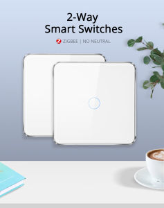 zemismart Tuya Zigbee Switch 2 Way Touch Smart Light Switch Neutral Latching Relay Light SwitchAlexa Voice ControlTuya Zigbee Hub NeedGlass Panel Multi Sensor Button Smart House Cross Switch Dual-control