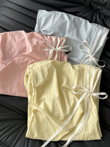 Yellow Bow Tie Work Pants Women Summer Thin High Waist Draping Parachute American Ice Silk Quick Dry Sports Trousers