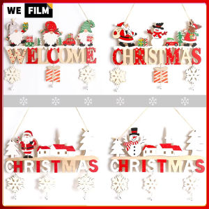 Christmas Decoration Wooden Hanging Ornaments Santa Claus Pendants Wooden Crafts Walls Doors Hanging Bell for Home Door Xmas Tree Pendants