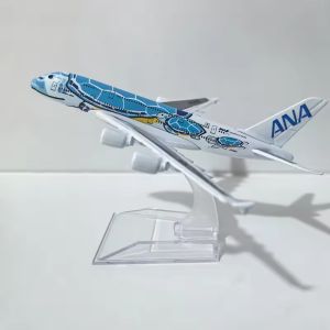 Alloy Aircraft Japan ANA Airlines A380 Model Orange/Green/Blue Sea Turtle 1/400 Scale 16CM Miniature Airplane With Plane Stand