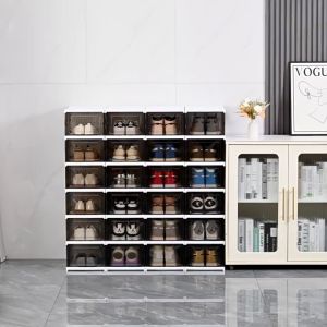 Shoe Box foldable shoe rack transparent Pre-assembled Thickened Plastic Dustproof Simple Shoe Cabinet