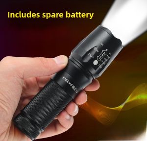 Meejas LED High Brightness Rechargeable Mini Waterproof Flashlight Outdoor Camping Hiking Multi-Function Aluminum Alloy Torch