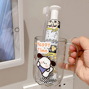 Cute Cartoon Toothbrush Cup Set for Couples Home Use Dental Cleaning Tools High Aesthetic Value Plastic Brush Cup