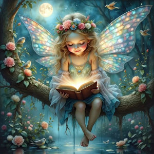 Oil Painting By Numbers Kit Moonlit Forest Reading Fairy Number Drawing Canvas DIY Pictures By Numbers Home Decor