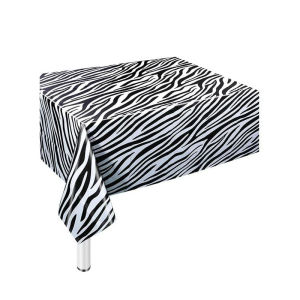 Wildlife Print Tablecloth Jungle Animals Theme - Tiger Zebra Leopard Giraffe Leaf Pattern for Party Decoration
