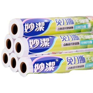 Miaojie ถุงฟิล์มถนอมอาหารวัสดุ PE สําหรับห้องครัวตู้เย็นเตาอบไมโครเวฟทนอุณหภูมิสูงทิ้ง