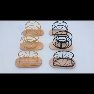 Solid-wood+Metal space-saving napkin holder, cafeteria/hotel napkin holder,napkin storge rack gold/black Tahan lama