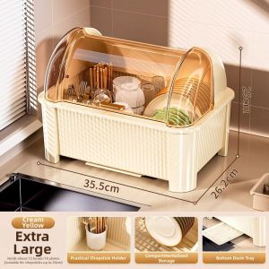 Water Drainage Dustproof Dish Storage Rack