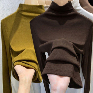 Lieoyuarn | Thermal Pure Color Half-high Collar Top for Layering