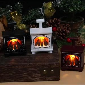 Nhà Búp Bê Thu Nhỏ Lò Sưởi Đèn LED Phát Sáng Bếp Mô Hình Nội Thất Nhà Bếp Cảnh Sống Trang Trí Đồ Chơi Cho Giáng Sinh