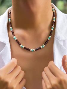 Vintage Hạt Gỗ Nhỏ Vòng Đeo Cổ Cho Nam Hợp Thời Trang Ngắn Đính Hạt Dây Chuyền Choker Trang Sức Thời Trang Cổ Phụ Kiện 2023