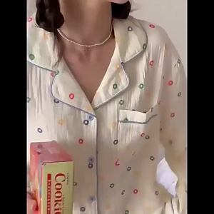 Bộ đồ ngủ cotton bong bóng Bộ đồ ngắn ngọt ngào Hàn Quốc của phụ nữ có thể mặc như quần áo ở nhà