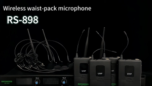 RAYHAYES 4 Channel UHF System Wireless Lapel Microphone Headset Microphone for Teaching