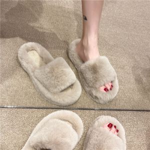 รองเท้าแตะขนฟูๆสีขาวสำหรับผู้หญิงรองเท้าแตะสไตล์นางฟ้าใส่ไปข้างนอกสำหรับฤดูร้อนรองเท้าแตะผ้าฝ้ายขนฟูๆใส่ในบ้านไซส์ใหญ่ใส่ช่วงฤดูใบไม้ร่วงและฤดูหนาวสำหรับหญิงตั้งครรภ์