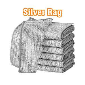 Steel Wire Dishwashing Cloth Non-Scratch Wire Dishcloth Reusable Non Stick Oil Kitchen Dish Cleaning Cloth Double -sided Thickened Metal Silver Wires Rags Kitchen Washing Tools
