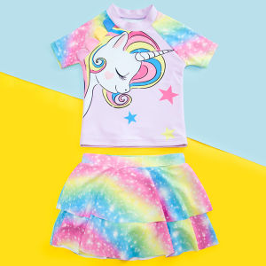 New 2025 Girls Swimwear Skirt Style Fashionable Cute Princess Medium to Large Childrens Swimming Costume for Hot Spring
