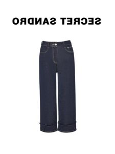 Quần Jeans Denim Ống Thẳng Màu Trắng Cạp Cao Cho Nữ Quần Dài Mùa Xuân 2024 Quần Dài Thường Ngày Cho Nữ Dáng Rộng