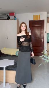 Chân Váy Dài Dáng Chữ A Chất Len Dệt Kim BIGSIZE Basic Mặc Thu Đông EVO-523