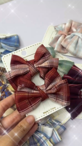 [KT016] Nơ kẹp tóc nữ họa tiết caro – Phụ kiện xinh xắn cho nàng