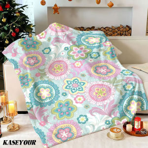 Beast Kingdom | Pastel Floral Medley Winter Summer Flannel Blanket Throw Fleece Soft Fuzzy Plush Cozy Fleece Blankets for Sofa Ideal Gifts