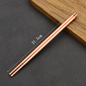 Handmade Pure Copper Chopsticks Solid round Shape Anti-Slip Anti-Mold No Plating High End Fast Food Single Use per Person