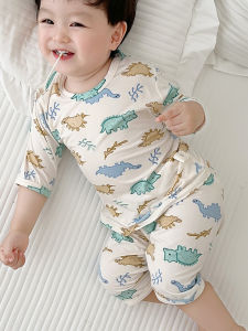 Summer Childrens Modal Ice Silk Home Clothes Set Baby Boys Seven-Arm Sleeveless Air Conditioning Suit Comfortable Soft Fabric