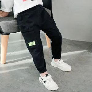Boys Cotton Linen Summer Thin Mosquito Proof Casual Loose Long Trousers Korean Style Workwear Pants for Kids Age 2-14