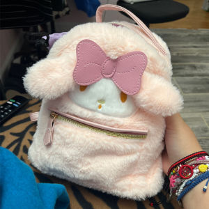 ULEEK  Sanrio Plush Bag Hello Kitty PU Girl Heart Backpack My Melody Leisure Student Backpack Kuromi Cinnamoroll Schoolbag