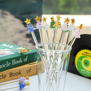 Stirrer Christmas Tree Glass Stirrer Cute Creative Long Handle Juice Coffee Lengthen Transparent Stirring Rod