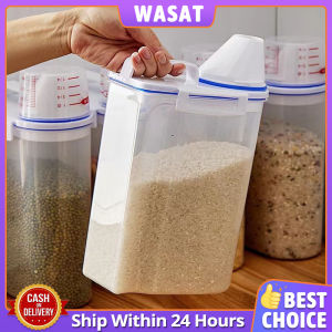 Japanese Multipurpose Rice Storage Bin Cereal Containers Kitchen Transparent Plastic Sealed Cereal Bucket Bucket Kitchen Grain Storage Box With Measuring Cup Insect-Proof Home Food Storage