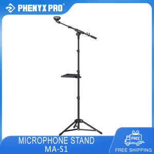PHENYX PRO MA-S1 Microphone Stand with Large Tray Ideal for Live Streaming Recording Speeches