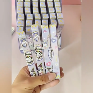 Kotak Buta Kuromi Gel Pen 1Pc Blind Box 0.5mm Black Ink Press Pen Soft Sponge Grip Cute Cartoon