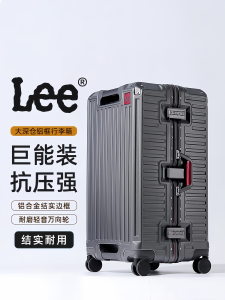 Lee Large Capacity Aluminum Frame Luggage Suitcase Travel Bag Password Lock Carry-On Bag Durable for Students And Business Travel