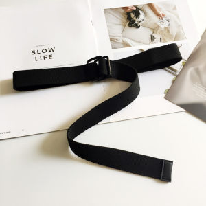 Canvas Waist Belt for Young Men Women Student INS Korean Style Simple Versatile Double Ring Buckle Decorative Leather Belt