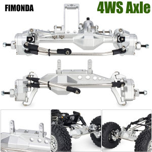 4WS CNC Aluminum Axle Set for 1/10 RC Crawler - LCG Chassis Upgrade Capra Cheater Rigs 50° Steering (Black/Silver)