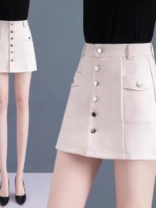 กระโปรงทรงเอเอวสูง กระโปรงสั้น ทรงหลวม ทรงตรง ฤดูใบไม้ร่วง 2025 กระโปรงทรงเอ 2 ชิ้น กระโปรงสั้นสำหรับใส่ไปทำงาน