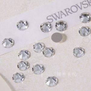 แท้ออสเตรีย Swarovski Rhinestones คริสตัล 001 แบนด้านล่างสีขาวเพชรสําหรับตกแต่งเล็บ DIY