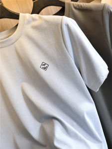 Fashionable Urban Mens Short Sleeve T-Shirt Mixed Mulberry Silk Cool Feeling round Neck Ice Sensation Pure Color Summer Top