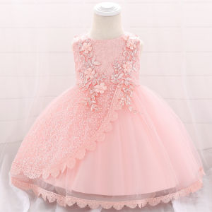 Newborn Bridesmaid Flower Party Baby Girls Dress Elegant Christening 1st Birthday Tulle Kids Dresses for Girls Wedding Prom Gown