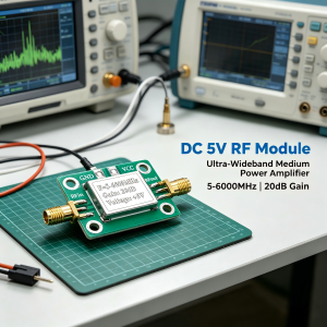 DC 5V RF Module 5-6000MHz LNA Low Noise Signal Amplifier High Gain 20dB Ultra-Wideband Medium Power Amplifier with Shielded Case