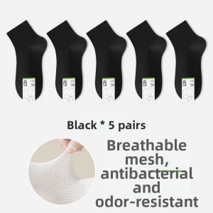 TULANDUO | Mens Summer Cotton Thin Breathable Antibacterial Odor-Resistant Socks